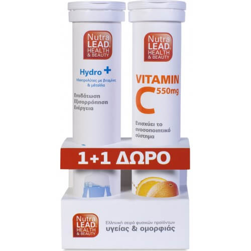 NutraLead Hydro+ Ηλεκτρολύτες + Vitamin C 550mg Πορτοκάλι 20+ 20αναβράζοντα δισκία