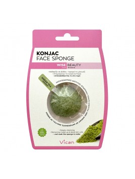 Vican Konjac Face Sponge Σφουγγάρι Προσώπου με Σκόνη Πράσινου Τσαγιού 1 Τμχ.