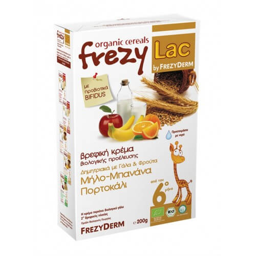Frezyderm Frezylac Βρεφική Κρέμα Δημητριακά με Γάλα & Φρούτα 200gr