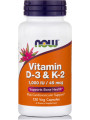 Now Foods Vitamin D-3 & K-2 120 φυτικές κάψουλες