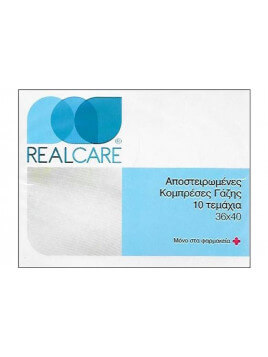 Real Care Αποστειρωμένες κομπρέσες γάζης 36x40cm 10τμχ