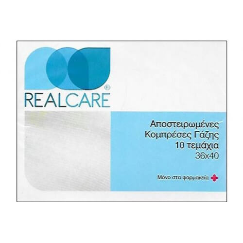 Real Care Αποστειρωμένες κομπρέσες γάζης 36x40cm 10τμχ