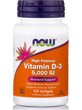 Now Foods Vitamin D3 5000iu 120 μαλακές κάψουλες