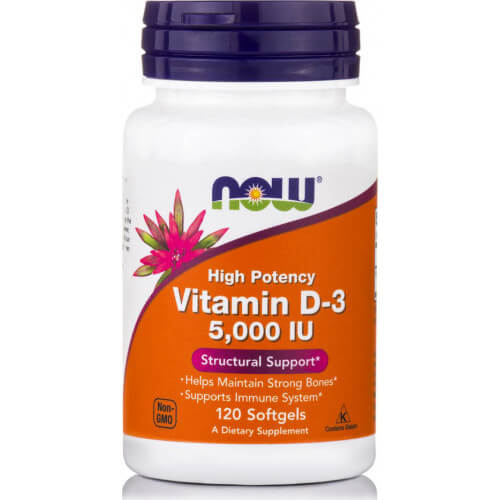 Now Foods Vitamin D3 5000iu 120 μαλακές κάψουλες