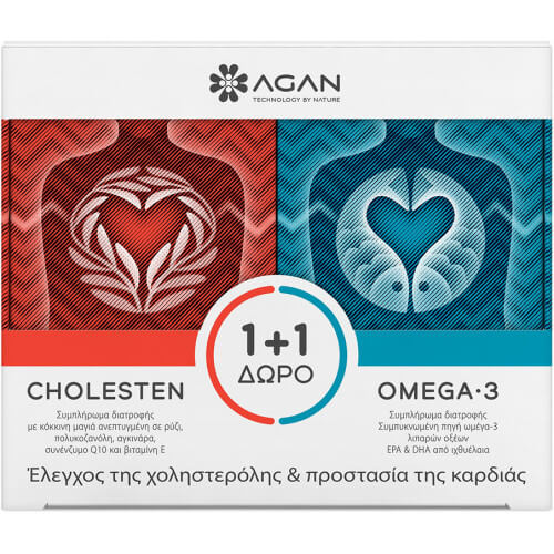 Agan Cholesten 30 φυτικές κάψουλες + Omega 3 1000mg 30 μαλακές κάψουλες