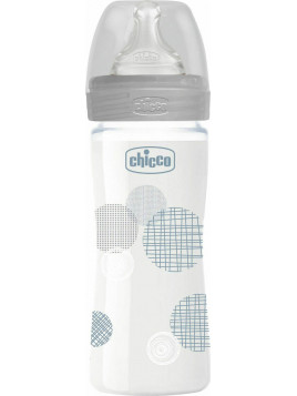 Chicco Γυάλινο Well Being 0m+ Grey 240ml