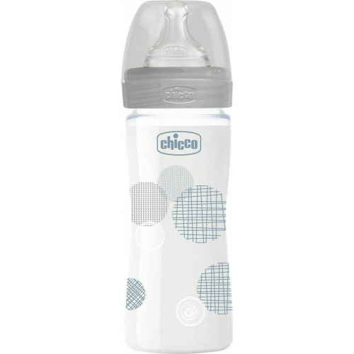 Chicco Γυάλινο Well Being 0m+ Grey 240ml Chicco Γυάλινο Well Being 0m+ Grey 240ml