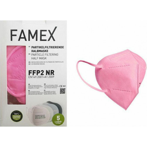 Famex Μάσκα Προστασίας FFP2 NR για Παιδιά σε Ροζ χρώμα 10τμχ