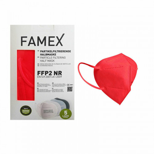 Famex Μάσκα Προστασίας FFP2 Particle Filtering Half NR σε Κόκκινο χρώμα 10τμχ