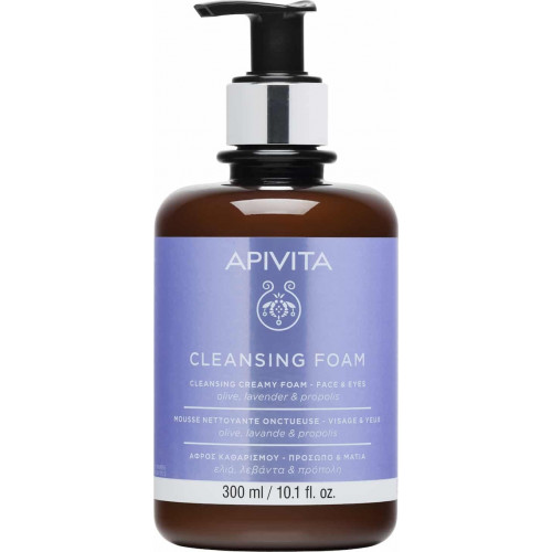 Apivita Cleansing Creamy Foam Αφρός Καθαρισμού Προσώπου & Ματιών Με Ελιά, Λεβάντα & Πρόπολη 300ml