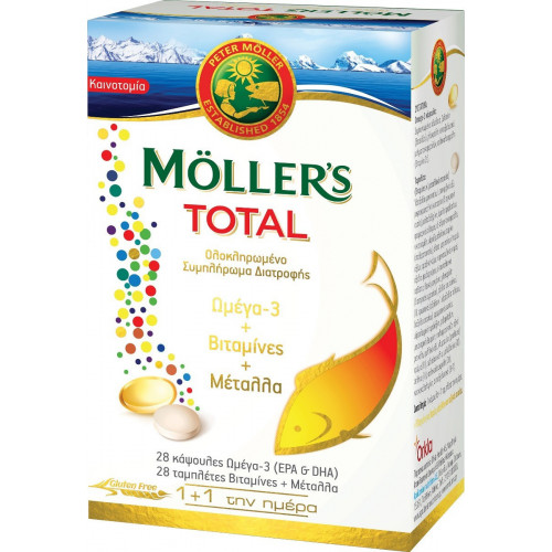 Moller's Total Ωμέγα 3 28 κάψουλες Βιταμίνες & Μέταλλα 28 ταμπλέτες