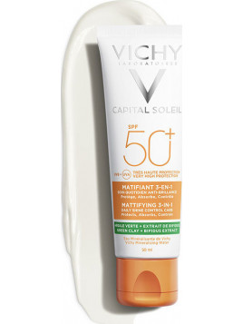 Vichy Mattifying 3 in 1 Daily Shine Control Care Αδιάβροχο Αντηλιακό Προσώπου SPF50 50ml