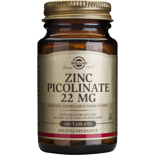 Solgar Zinc Picolinate 22mg 100 ταμπλέτες