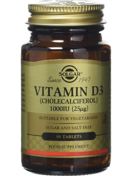 Solgar Vitamin D3 (Cholecalciferol) (25μg) 1000iu 90 ταμπλέτες