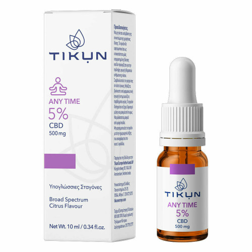 Tikun Any Time Έλαιο Κάνναβης σε Σταγόνες 5000mg με 5% CBD με Γεύση Citrus 10ml