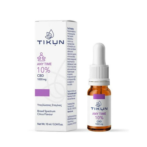 Tikun Any Time Έλαιο Κάνναβης σε Σταγόνες 1000mg με 10% CBD με Γεύση Citrus 10ml