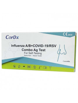 CorDX Influenza A/B & Covid-19/RSV Combo Ag Διαγνωστικό Τεστ Ταχείας Ανίχνευσης Αντιγόνων με Ρινικό Δείγμα 1τμχ