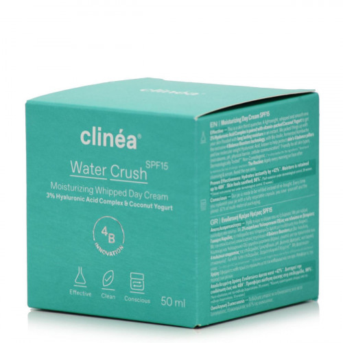 Clinea Water Crush Κρέμα Προσώπου Ημέρας με SPF15 για Ενυδάτωση με Υαλουρονικό Οξύ 50ml