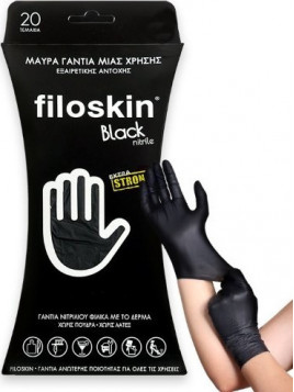 Filoskin Extra Strong Extra Strong Γάντια Νιτριλίου Small Χωρίς Πούδρα σε Μαύρο Χρώμα 20τμχ