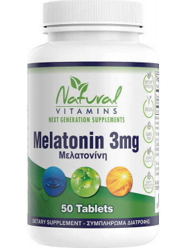 Natural Vitamins Melatonin 3mg Συμπλήρωμα για τον Ύπνο 50 ταμπλέτες