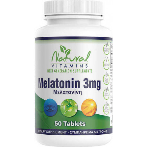 Natural Vitamins Melatonin 3mg Συμπλήρωμα για τον Ύπνο 50 ταμπλέτες