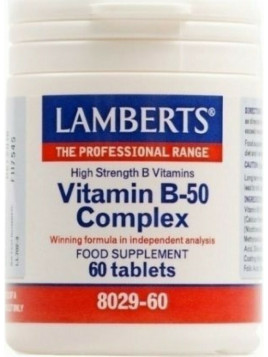 Lamberts Vitamin B-50 Complex Βιταμίνη για Ενέργεια, Ενίσχυση του Ανοσοποιητικού & το Νευρικό Σύστημα 60 ταμπλέτες