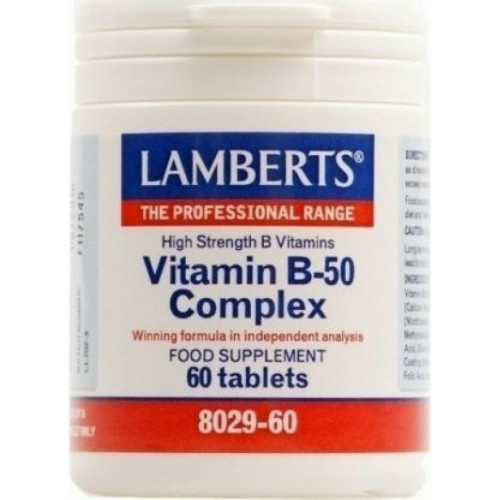 Lamberts Vitamin B-50 Complex Βιταμίνη για Ενέργεια, Ενίσχυση του Ανοσοποιητικού & το Νευρικό Σύστημα 60 ταμπλέτες Lamberts Vitamin B-50 Complex Βιταμίνη για Ενέργεια, Ενίσχυση του Ανοσοποιητικού & το Νευρικό Σύστημα 60 ταμπλέτες