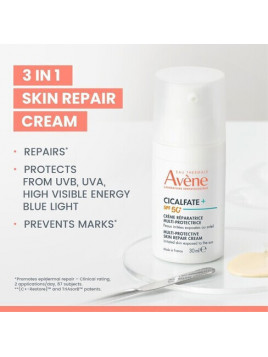 Eau Thermale Avène Cicalfate+ 24ωρη Ενυδατική & Αναπλαστική Κρέμα Προσώπου Ημέρας με SPF50 με Πανθενόλη 30ml