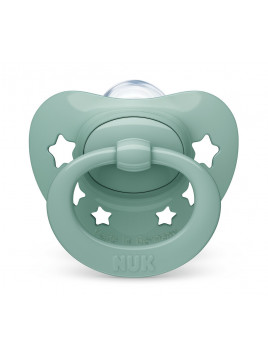 Nuk Ορθοδοντική Πιπίλα Σιλικόνης Signature Αστεράκια Mint με Θήκη για 0-6 μηνών