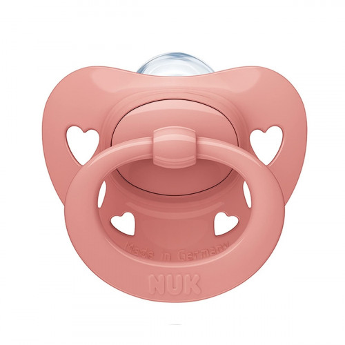 Nuk Ορθοδοντική Πιπίλα Σιλικόνης για 0-6 μηνών Signature με Θήκη Πεταλούδες Ροζ