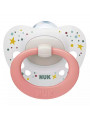 Nuk Ορθοδοντική Πιπίλα Σιλικόνης Signature White/Salmon Stars για 0-6 μηνών