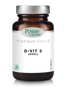 Power Of Nature Platinum Range D-Vit 3 Βιταμίνη για Ενίσχυση του Ανοσοποιητικού & την Υγεία των Οστών 2000iu 60 ταμπλέτες