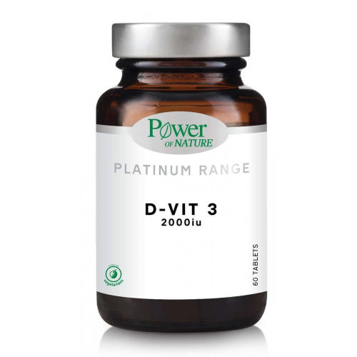 Power Of Nature Platinum Range D-Vit 3 Βιταμίνη για Ενίσχυση του Ανοσοποιητικού & την Υγεία των Οστών 2000iu 60 ταμπλέτες
