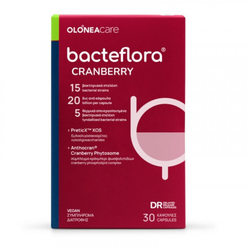 Olonea BacteFlora Cranberry Συμπλήρωμα με Προβιοτικά & Πρεβιοτικά 30 φυτικές κάψουλες