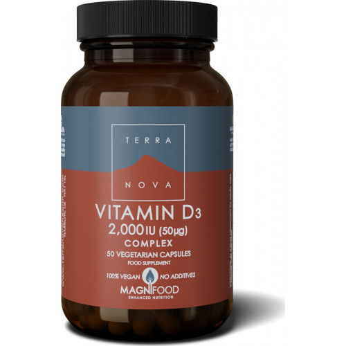 TerraNova Vitamin D3 Complex Βιταμίνη για Ενίσχυση του Ανοσοποιητικού & την Υγεία των Οστών 2000iu 50 φυτικές κάψουλες
