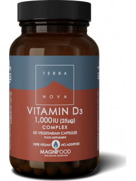 TerraNova Vitamin D3 Complex Βιταμίνη για Ενίσχυση του Ανοσοποιητικού & την Υγεία των Οστών 1000iu 50 φυτικές κάψουλες