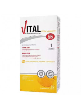 Vital Plus Q10 Πολυβιταμίνη για Ενέργεια & Ενίσχυση του Ανοσοποιητικού 20mg Πορτοκάλι 30 αναβράζοντα δισκία